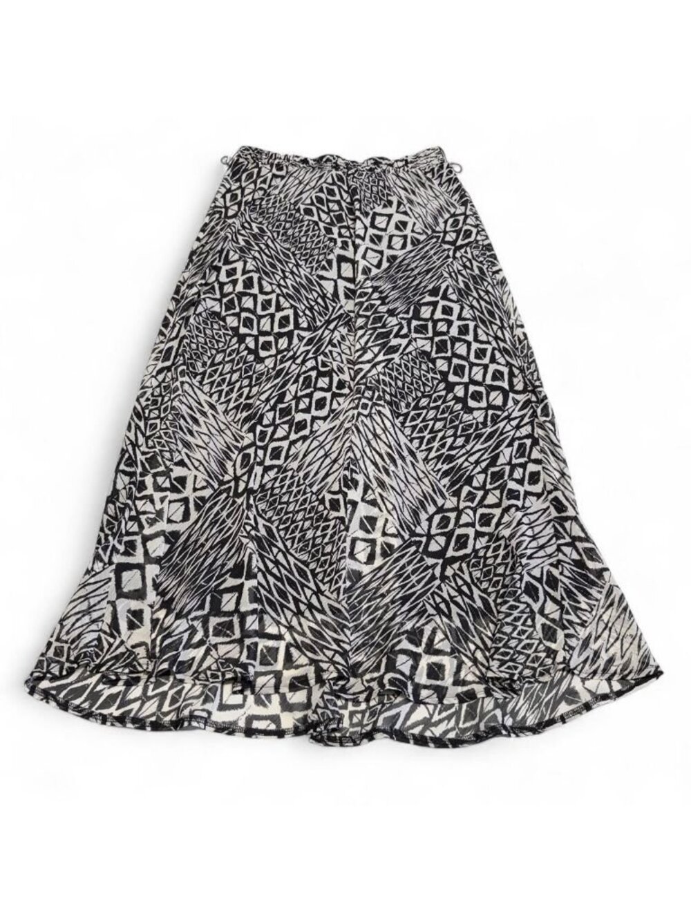 89th + Madison Abstract Geometric Flowy Maxi Skirt Women's Medium Black White